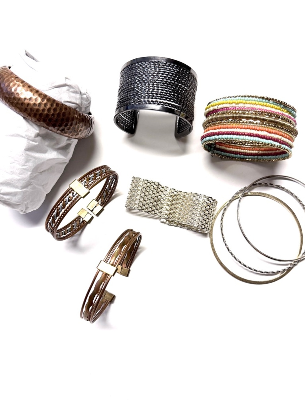Mixed Metal and Colorful Stackable Bracelet Bundle
